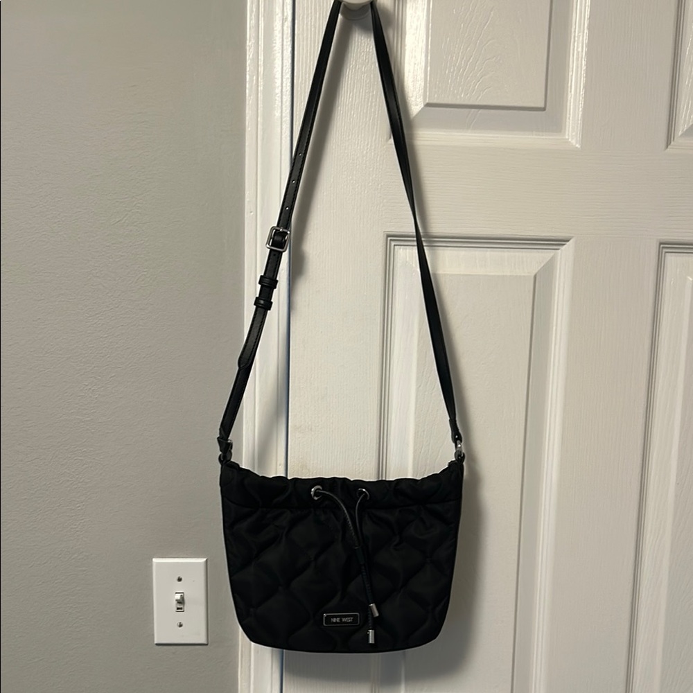 Nine West Black Quilted Shoulder Bag with Adjustable Strap